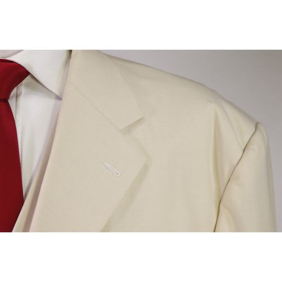 Custom Tailored Cream Linen 3-Piece Classic Fit Suit 48L - Picture 4 of 11